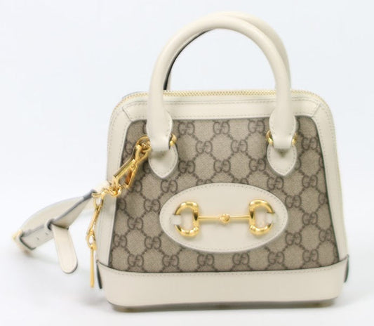 Gucci Ivory PVC GG Supreme Horsebit 1955 Mini Shoulder Bag 640716