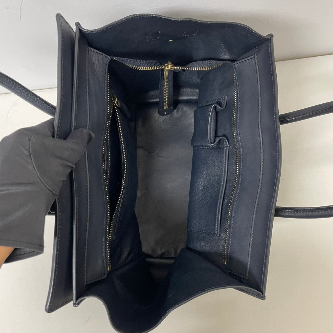 Celine Navy Leather Luggage ONE Tote Bag 165213 (V3512919)