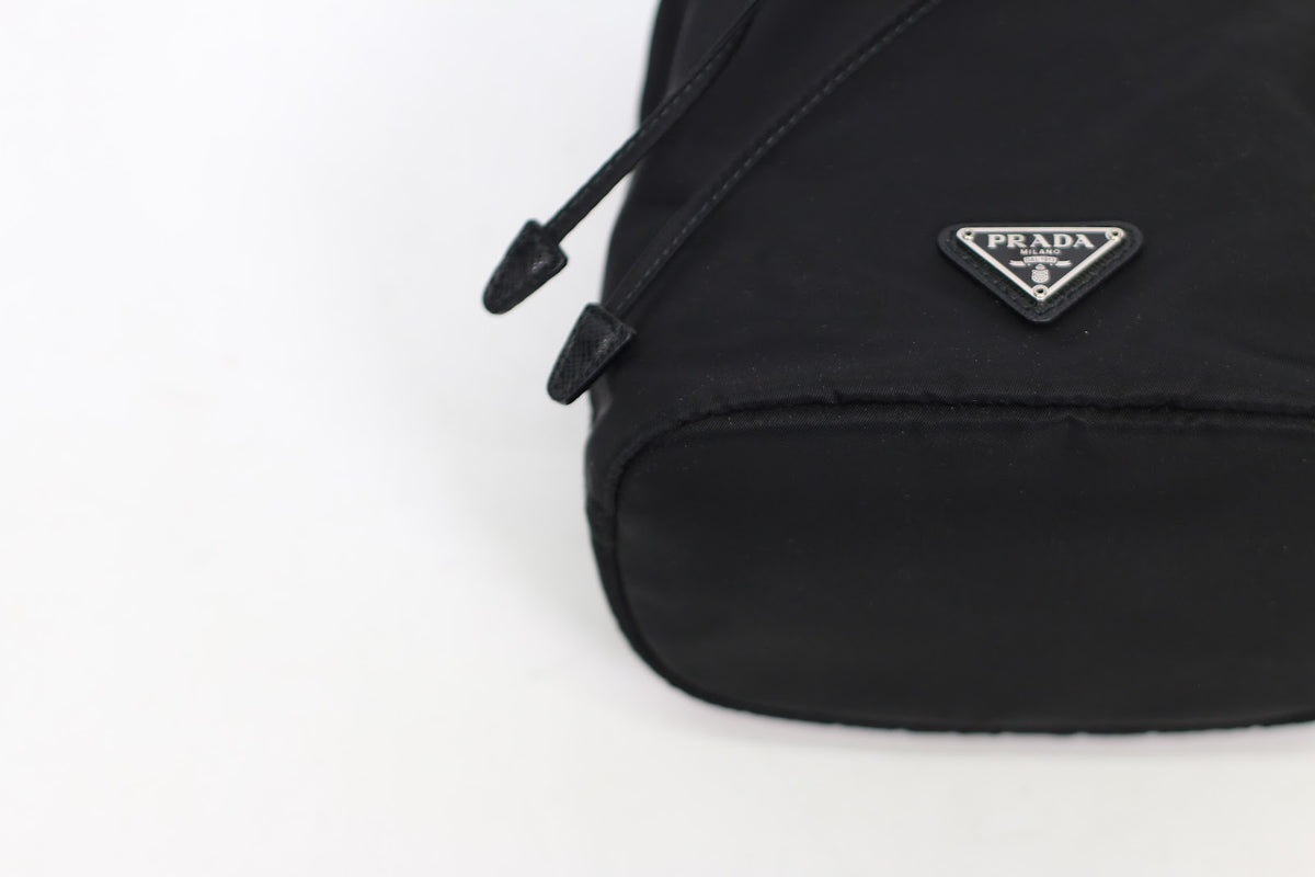 Prada Black Re-Nylon Triangle Logo Bucket ONE Pouch 1NS369