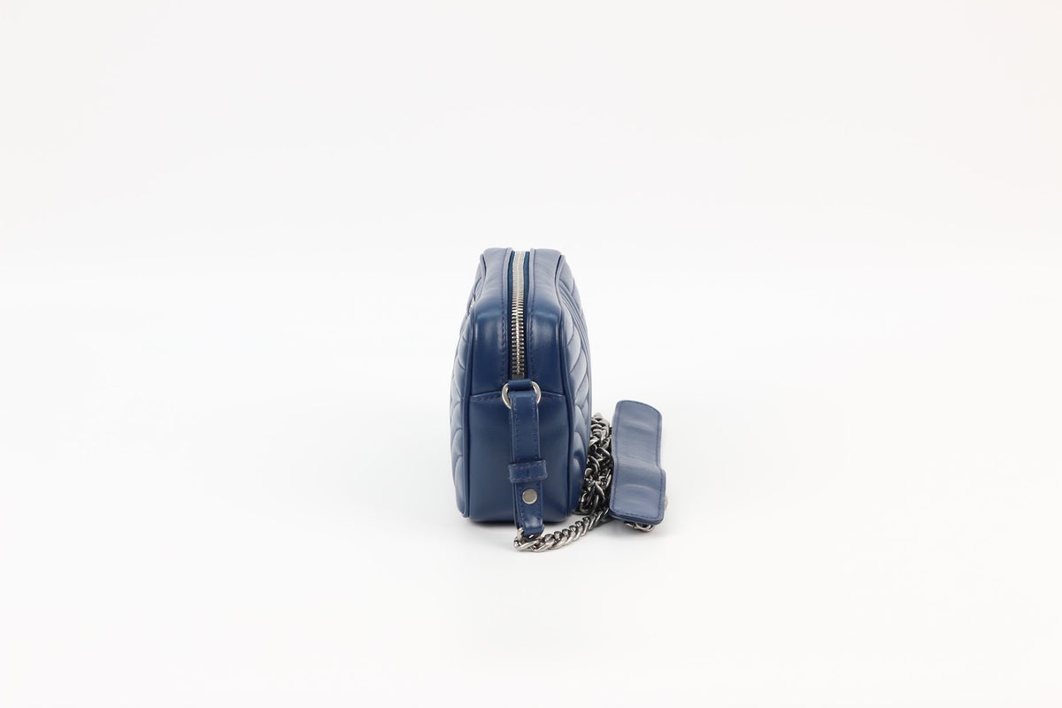 Prada Navy Leather Diagramme Mini Crossbody Bag 1BH084