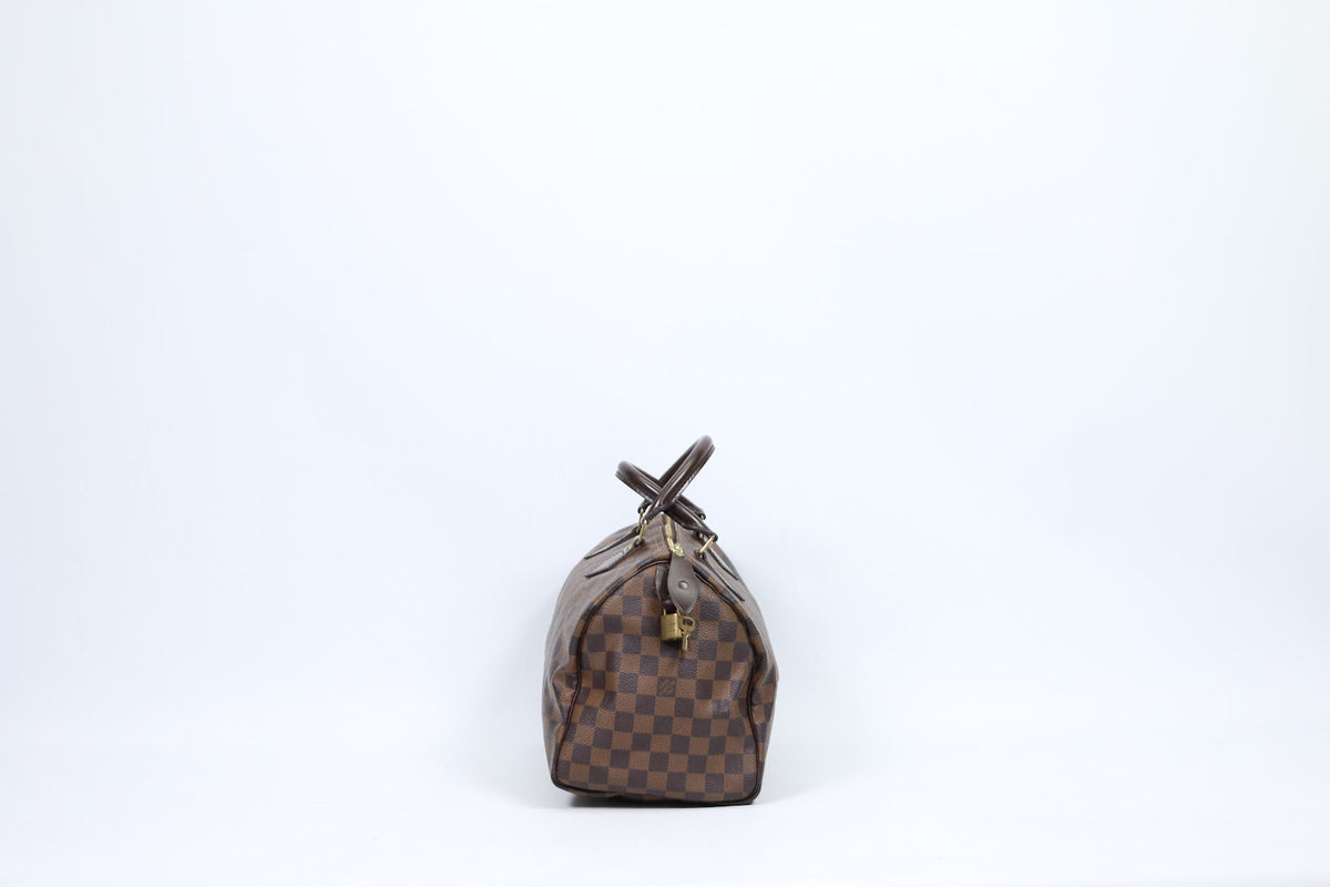 Louis Vuitton Brown PVC Damier Ebene Canvas Speedy 30 Tote Bag N41364 (V123916)