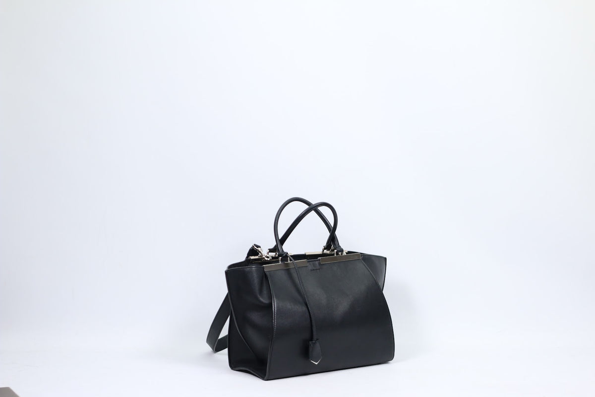 Fendi Black Leather Trois-Jours ONE Shoulder Bag 8BH279 (V9612911)