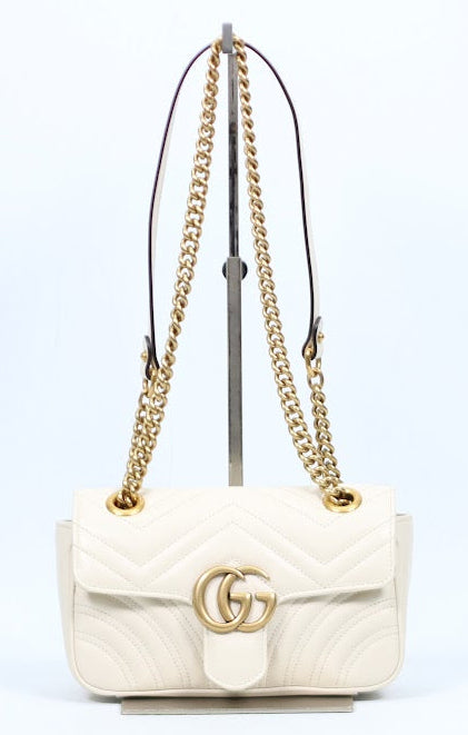 Gucci Ivory Leather GG Marmont Matelasse Mini Shoulder Bag 446744