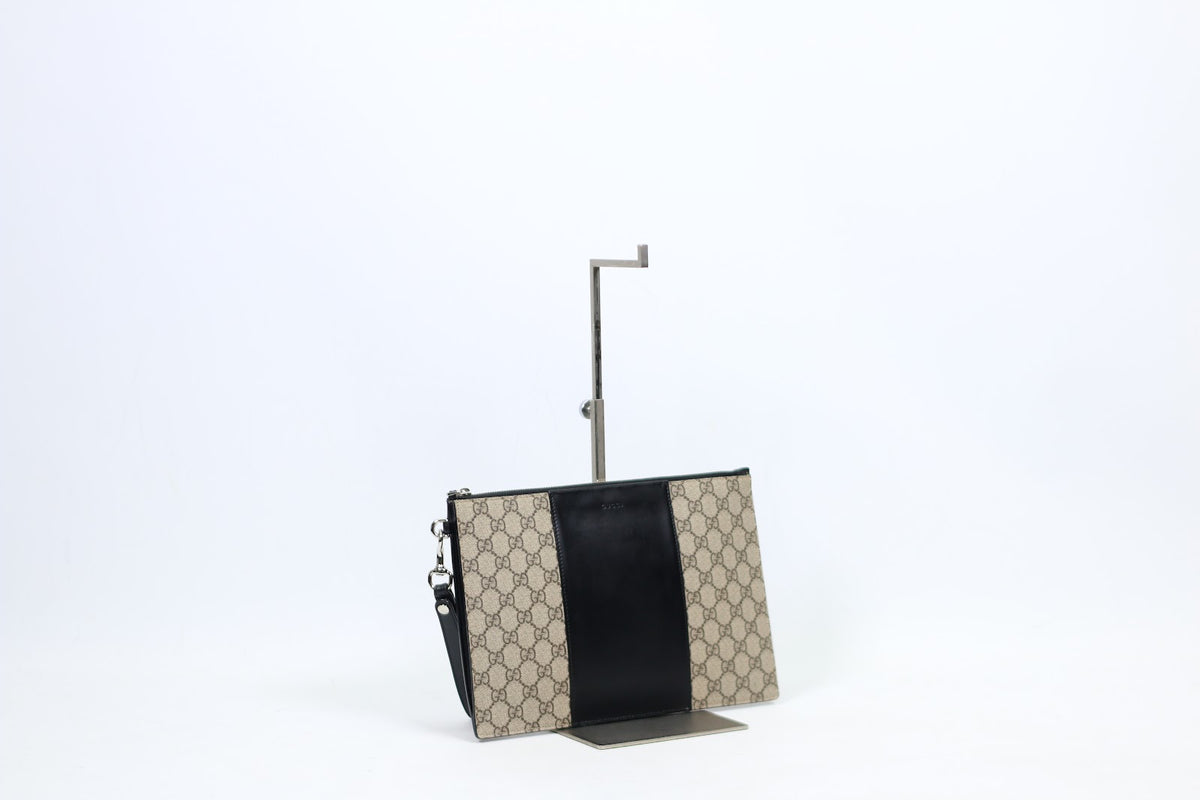 Gucci Black PVC GG Trim Eden Supreme ONE Clutch 495017
