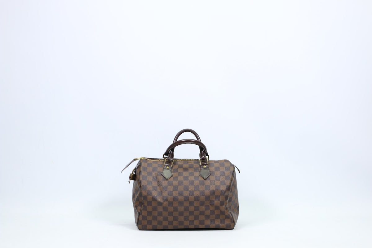 Louis Vuitton Brown PVC Damier Ebene Canvas Speedy 30 Tote Bag N41364 (V123916)