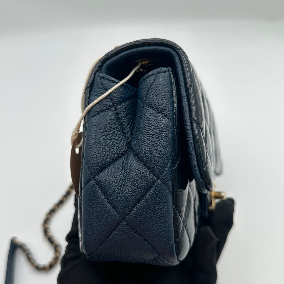 Chanel Small Classic Flap Patent Leather Navy Blue (LX1646)