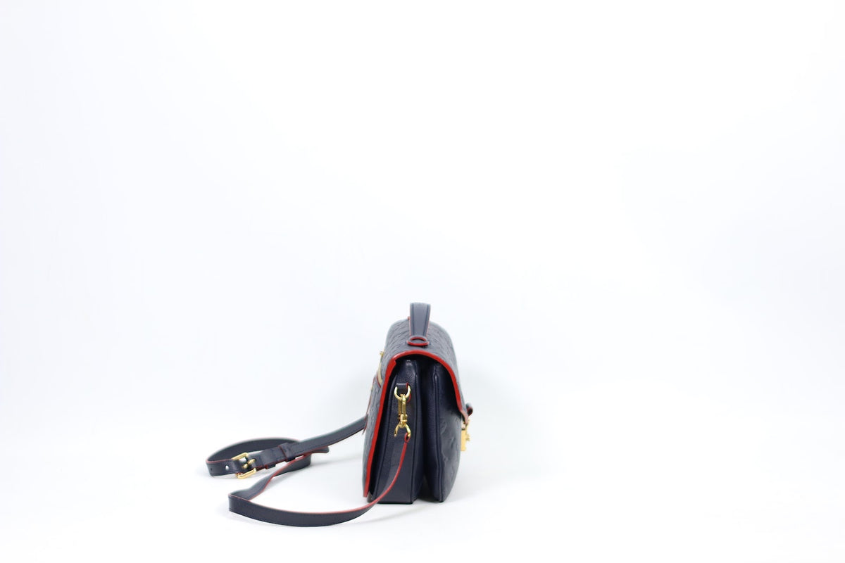Louis Vuitton Navy Marine Rouge Leather Monogram Empreinte Pochette Metis ONE Shoulder Bag M44071