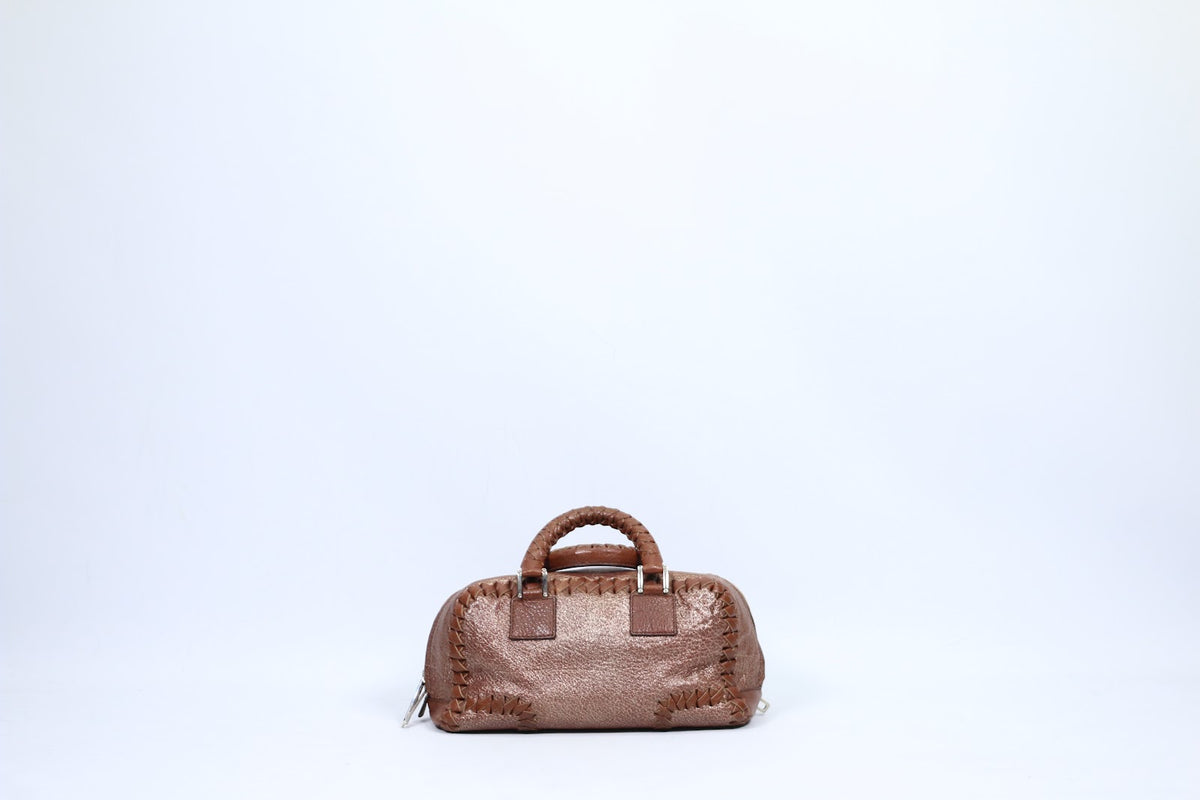Loewe Brown Leather Woven Detail Vintage ONE Tote Bag 260703 (V615906)