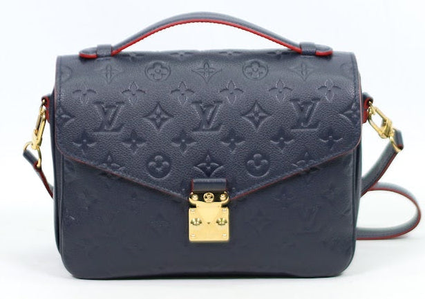 Louis Vuitton Navy Marine Rouge Leather Monogram Empreinte Pochette Metis ONE Shoulder Bag M44071