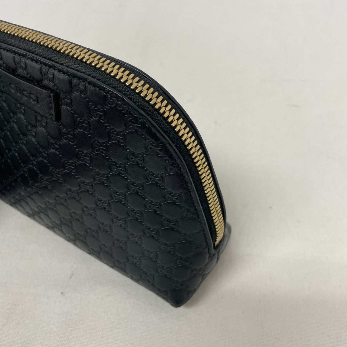 Gucci Black Leather GG Soho Cosmetic Mini Pouch 449893 (V725911)