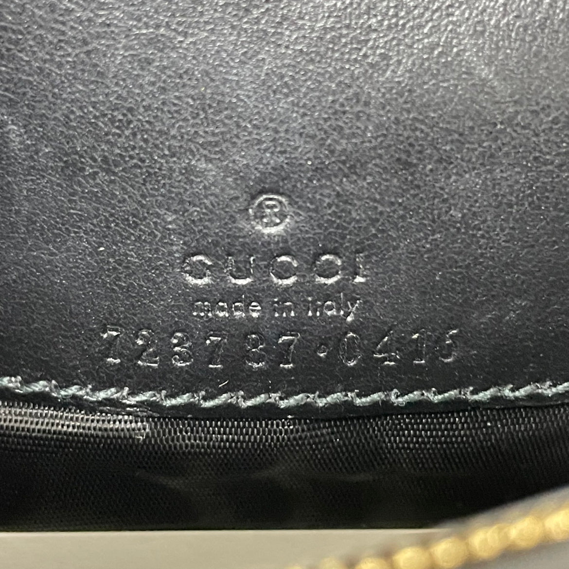 Gucci Black Leather GG Chain Wallet ONE Crossbody Bag 723787