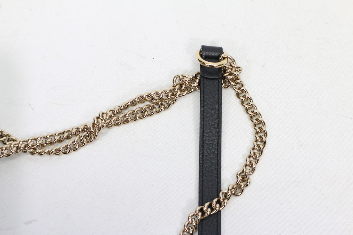 Gucci Black Leather GG Interlocking Chain ONE Shoulder Bag