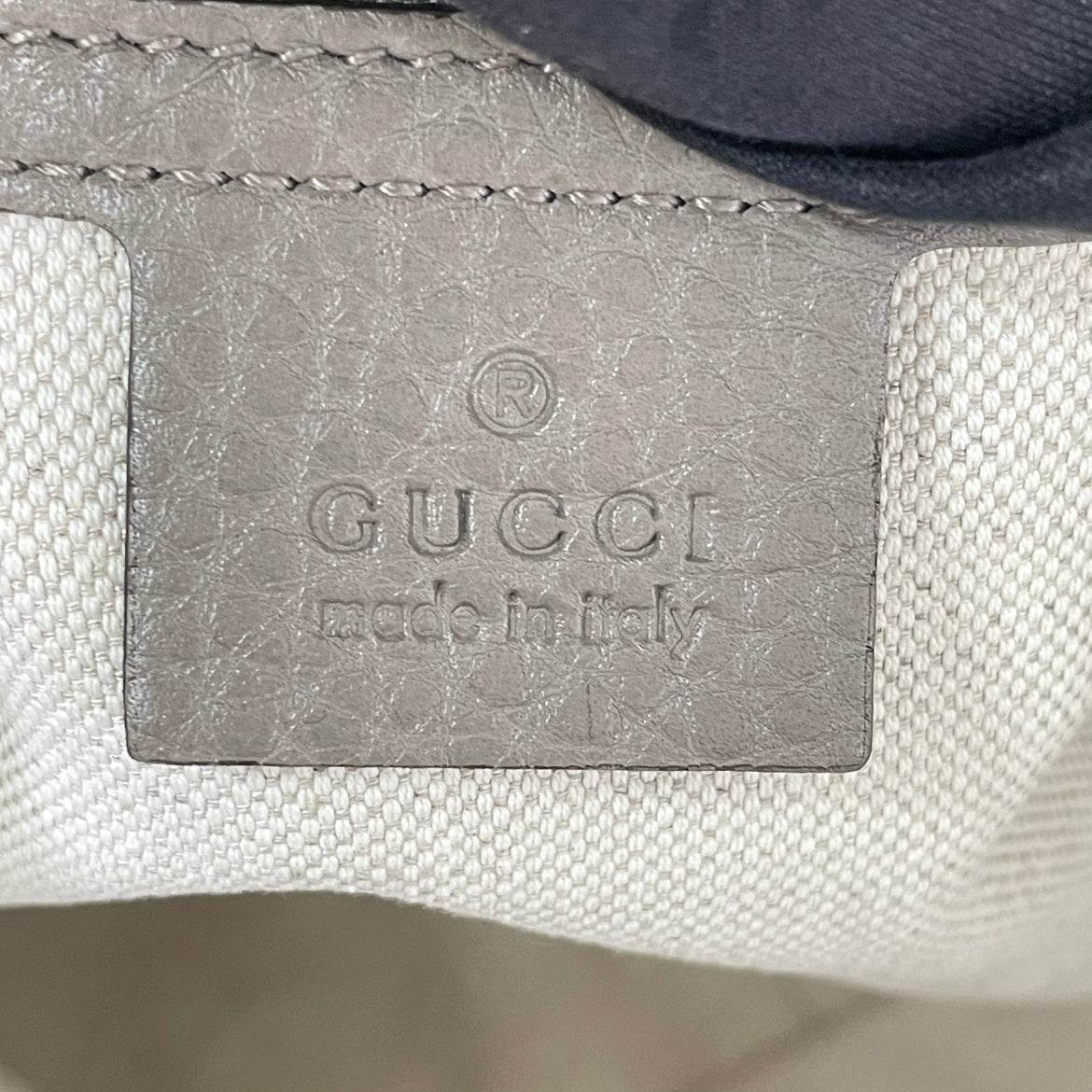 Gucci Gray Leather Woven Gold GG ONE Shoulder Bag 309531