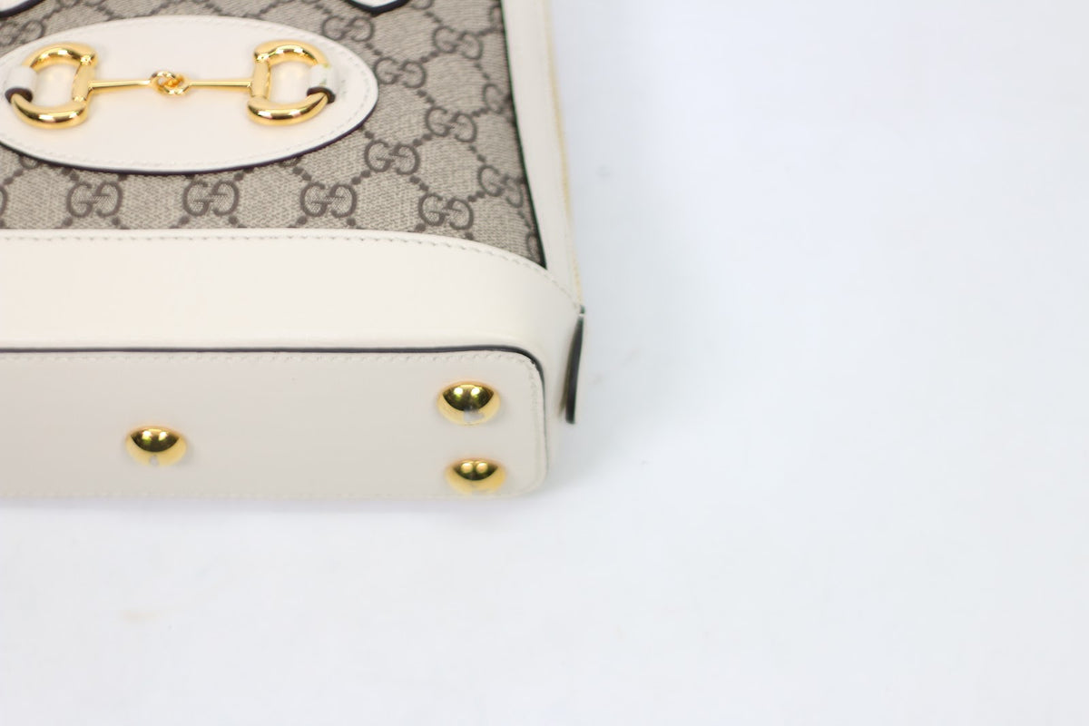 Gucci Ivory PVC GG Supreme Horsebit 1955 Mini Shoulder Bag 640716