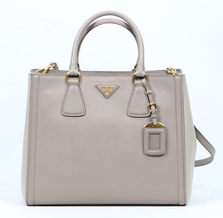 Prada Gray Leather Saffiano Lux Two-Tone ONE Shoulder Bag BN2438