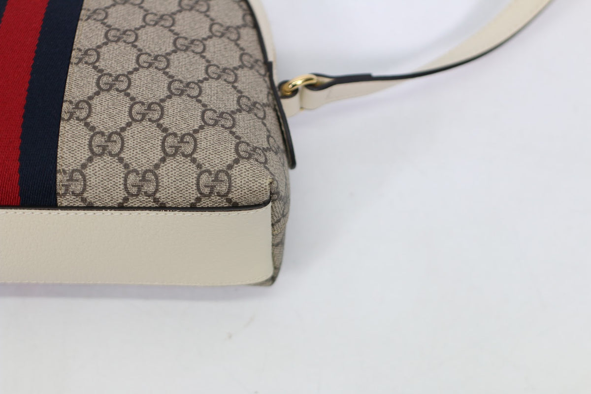 Gucci Ivory PVC Double G Web Stripe Ophidia ONE Crossbody Bag 499621