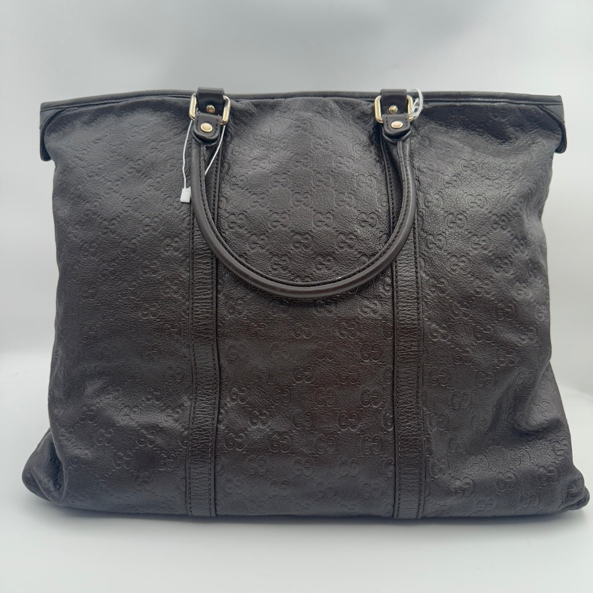 Gucci All-Leather Double G Monogram Top Handle Tote (LY1547)