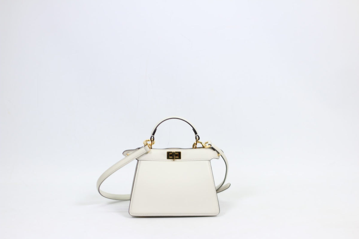Fendi White Leather Peekaboo ICU Mini Shoulder Bag 8BN335 (V9690902P)