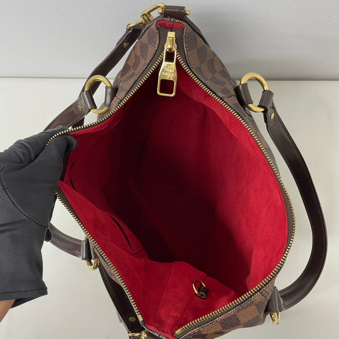 Louis Vuitton Brown PVC Damier Ebene Evora MM Shoulder Bag N41131 (V1230919)