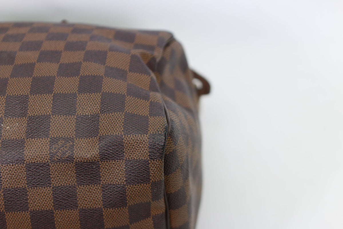 Louis Vuitton Brown PVC Damier Ebene Canvas Speedy 30 Tote Bag N41364 (V123916)