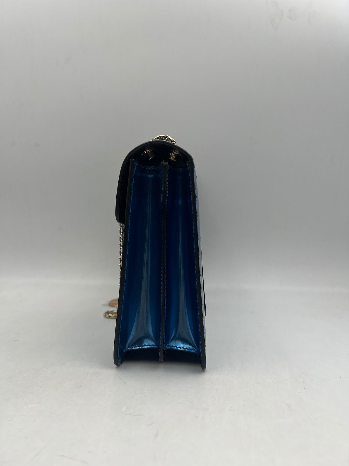 Bvlgari Serpenti Forever Flap Bag, Blue Patent