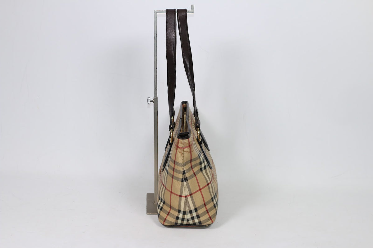 Burberry Brown PVC Haymarket Nova Check Hobo ONE Shoulder Bag 35310021 (V224731)