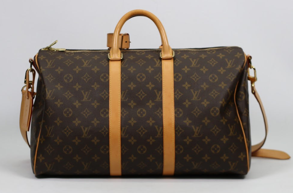 Louis Vuitton Brown PVC Monogram Canvas Keepall Bandouliere 45 Boston Shoulder Bag M41418