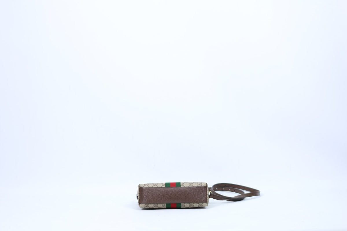 Gucci Brown PVC GG Supreme Web Ophidia Small Crossbody Bag 735395 (V7230908)