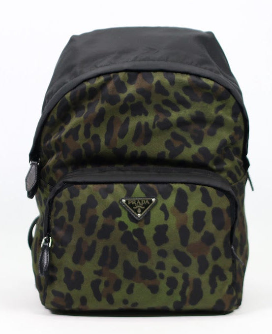 Prada Green Military Tessuto Leopard ONE Backpack 1BZ001