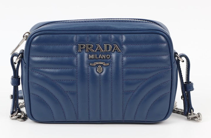 Prada Navy Leather Diagramme Mini Crossbody Bag 1BH084