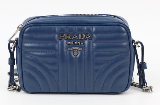 Prada Navy Leather Diagramme Mini Crossbody Bag 1BH084