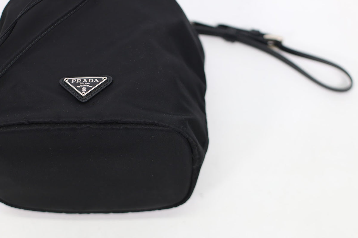 Prada Black Re-Nylon Triangle Logo Bucket ONE Pouch 1NS369