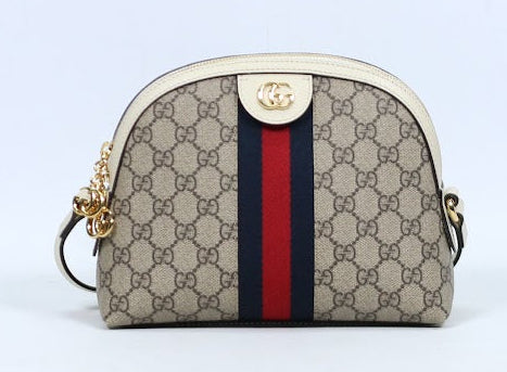 Gucci Ivory PVC Double G Web Stripe Ophidia ONE Crossbody Bag 499621