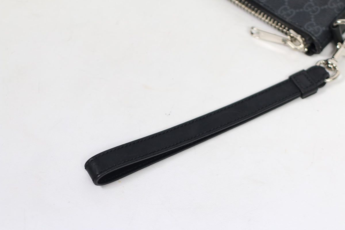 Gucci Black PVC GG Trim Supreme Triple Stripe ONE Clutch 523603