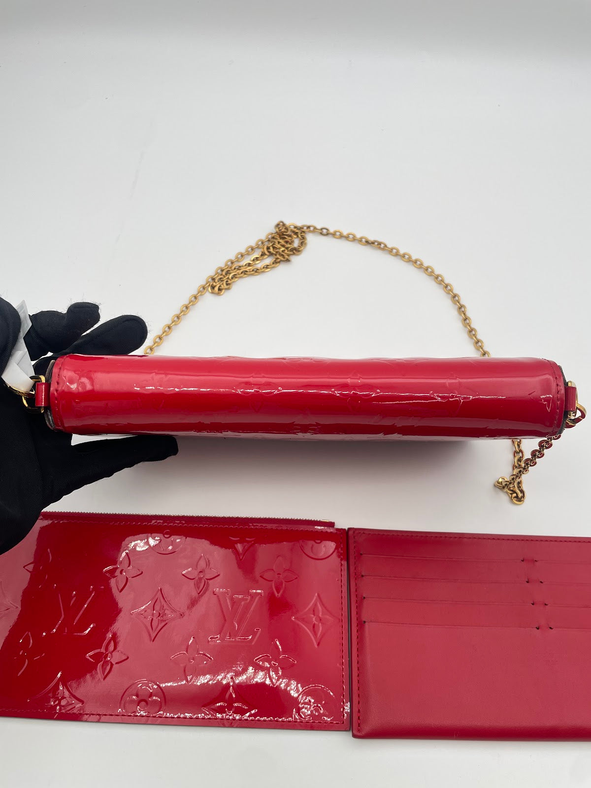 Louis Vuitton Felicie Patent Leather Chain Bag, Red
