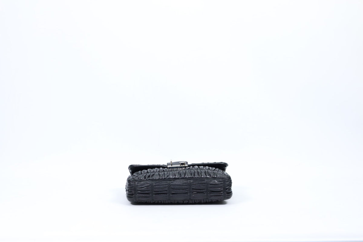 Prada Black Leather Nappa Gaufre Lock ONE Shoulder Bag BT0939 (V1615831)