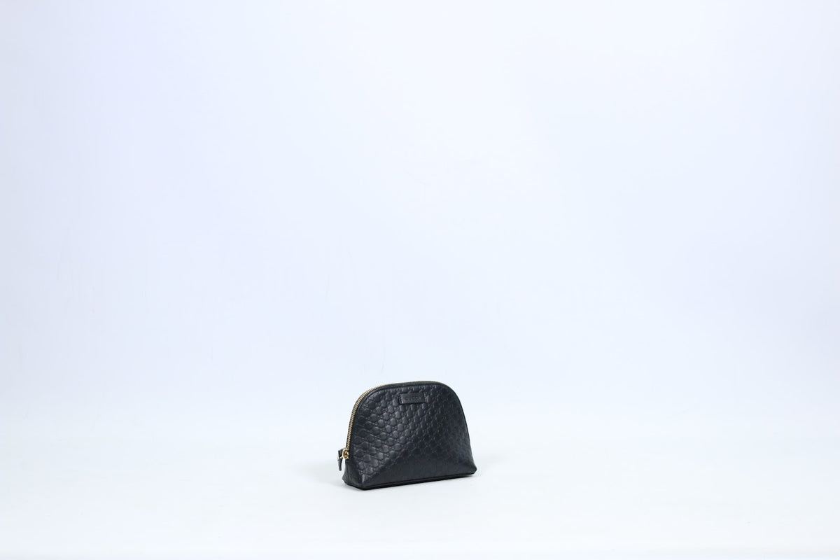 Gucci Black Leather GG Soho Cosmetic Mini Pouch 449893 (V725911)
