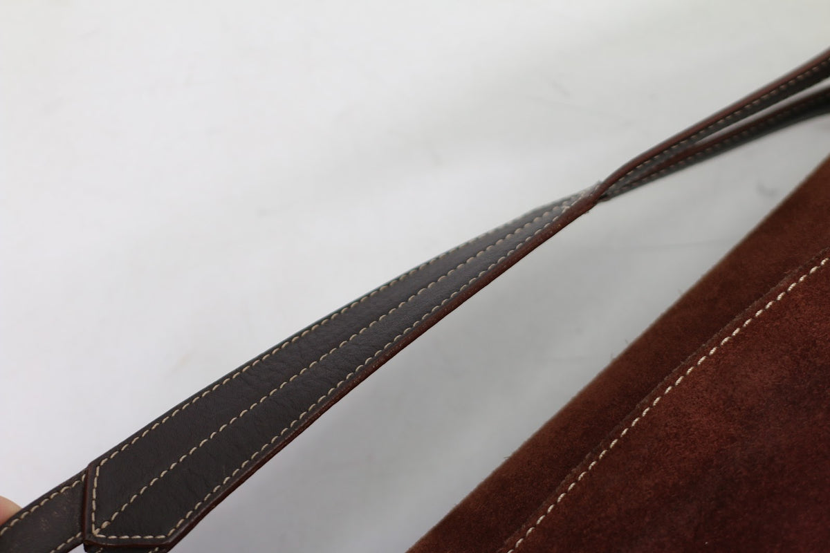 Loewe Brown Leather Suede Studded Logo ONE Shoulder Bag 050505 (V615905)