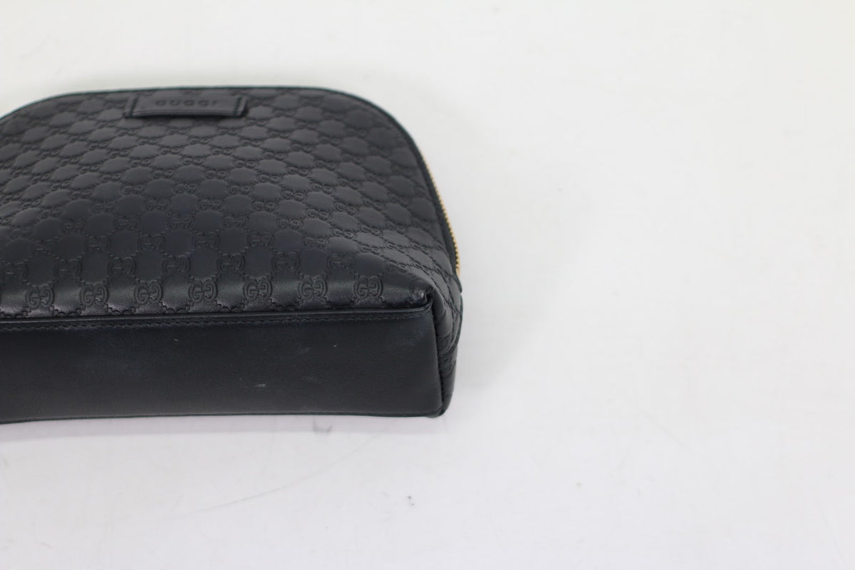 Gucci Black Leather GG Soho Cosmetic Mini Pouch 449893 (V725911)