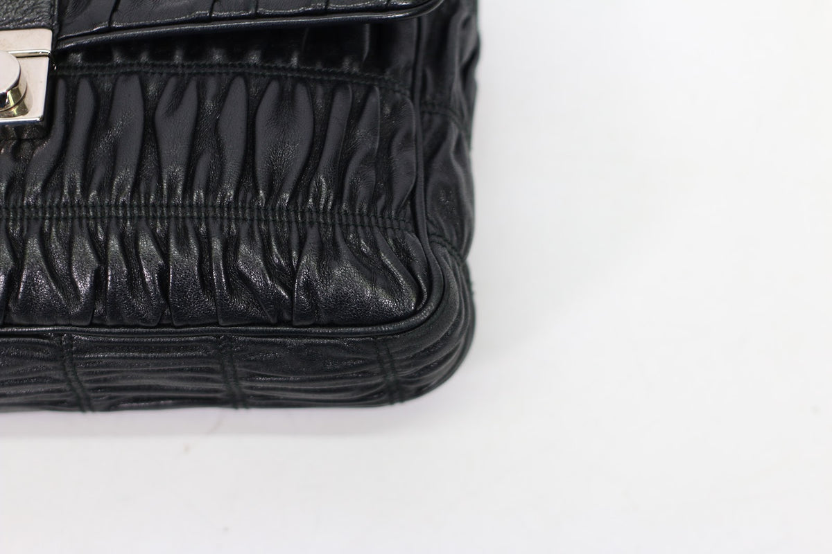 Prada Black Leather Nappa Gaufre Lock ONE Shoulder Bag BT0939 (V1615831)