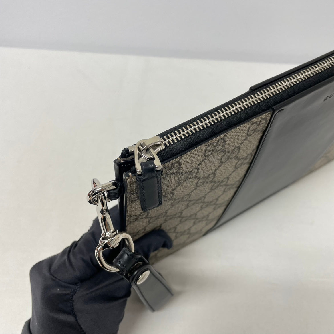 Gucci Black PVC GG Trim Eden Supreme ONE Clutch 495017
