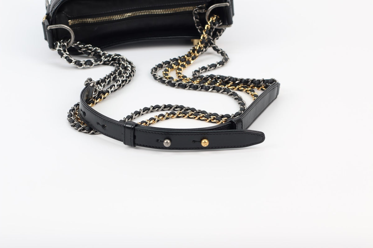 Chanel Black Calfskin Leather Gabrielle Hobo Small Crossbody Bag A91810