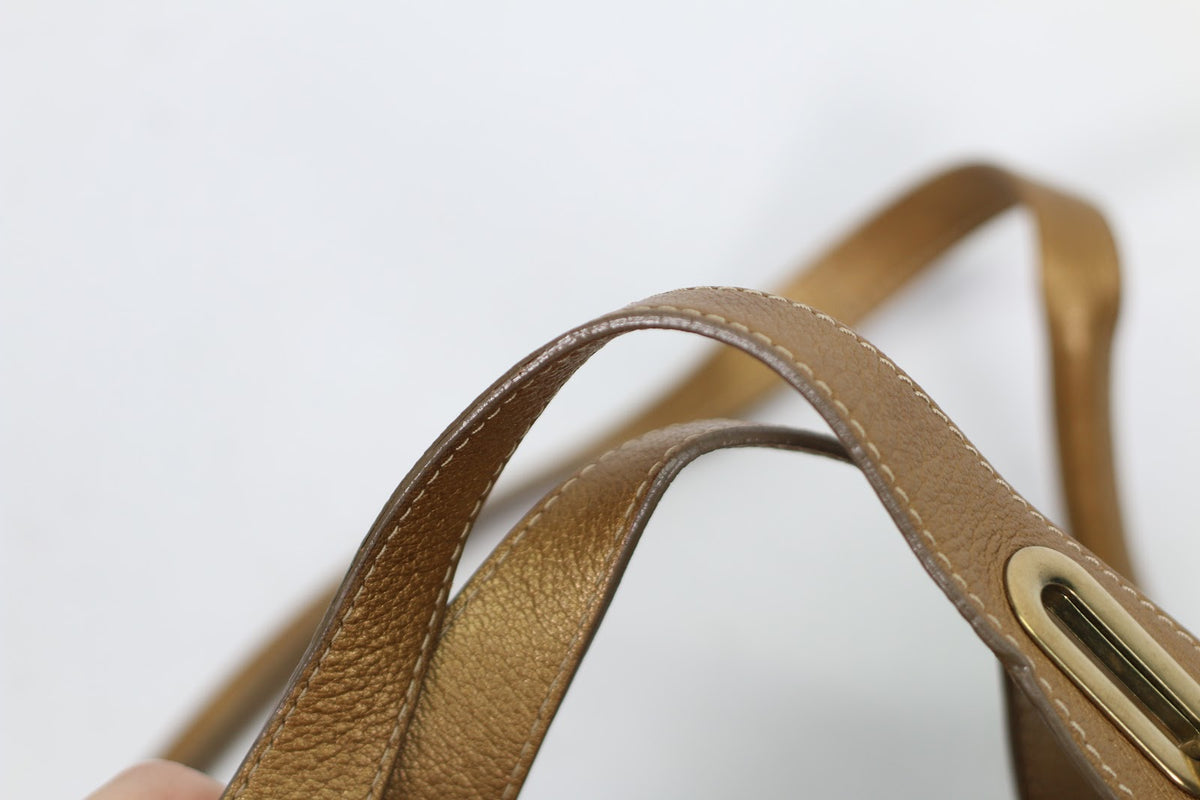 Chloé Gold Leather Paraty Medium Shoulder Bag 8HS891 (V322919)