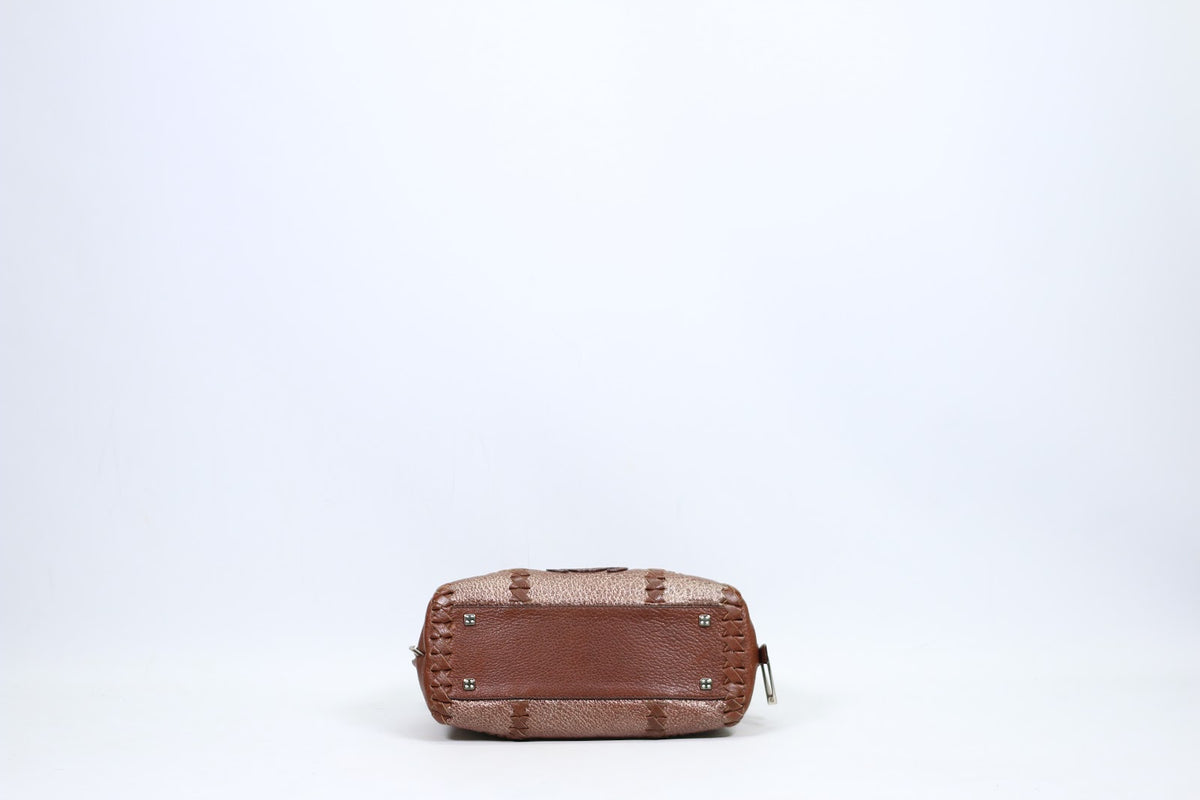 Loewe Brown Leather Woven Detail Vintage ONE Tote Bag 260703 (V615906)