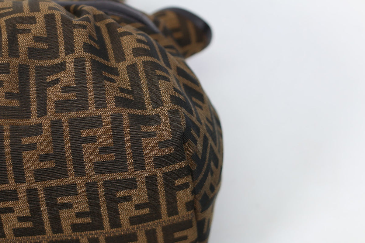 Fendi Brown Fabric FF Zucca Gold Detail ONE Shoulder Bag 8BH186 (V9610906)