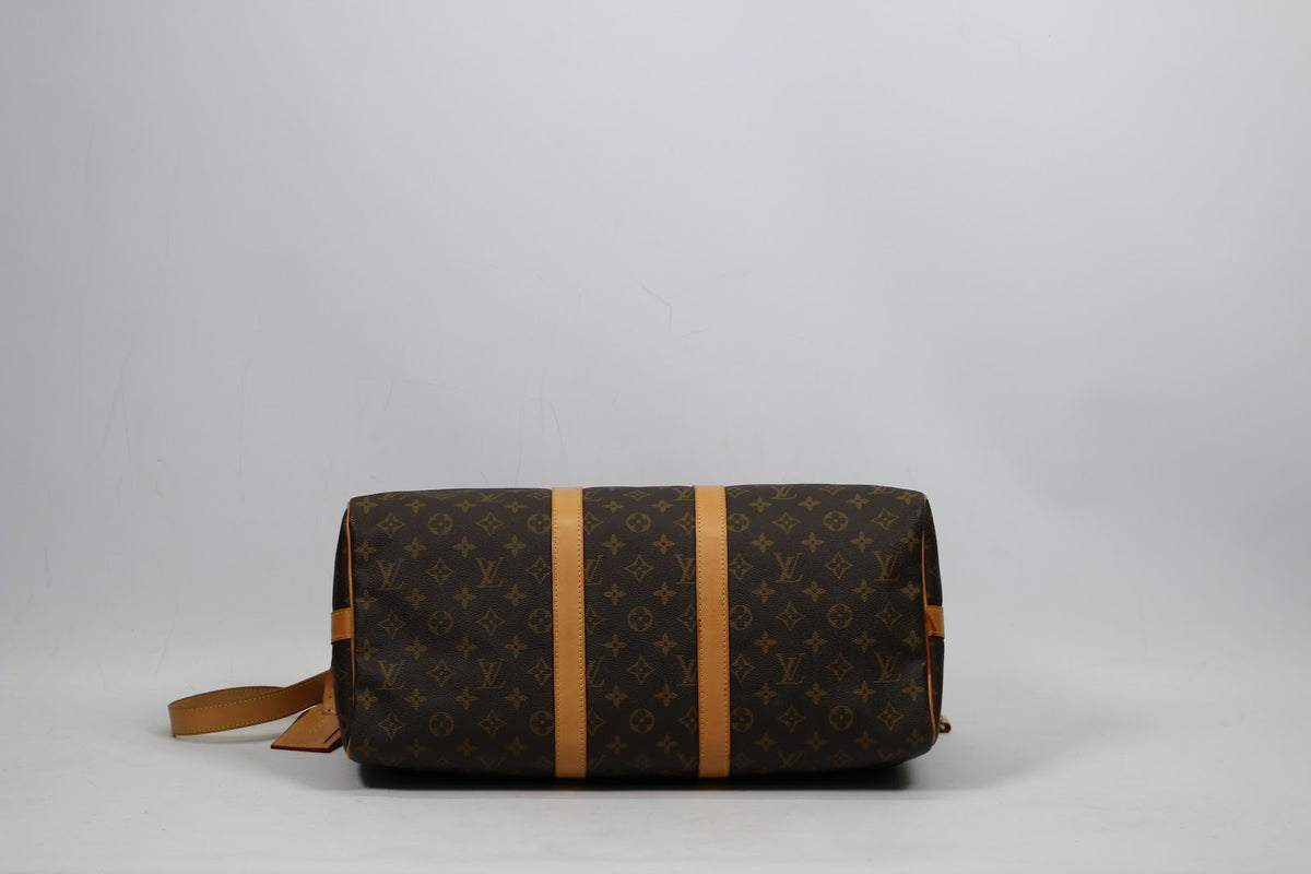 Louis Vuitton Brown PVC Monogram Canvas Keepall Bandouliere 45 Boston Shoulder Bag M41418