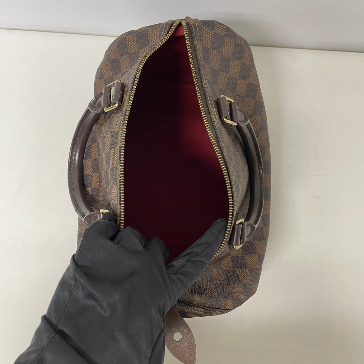 Louis Vuitton Brown PVC Damier Ebene Canvas Speedy 30 Tote Bag N41364 (V123916)