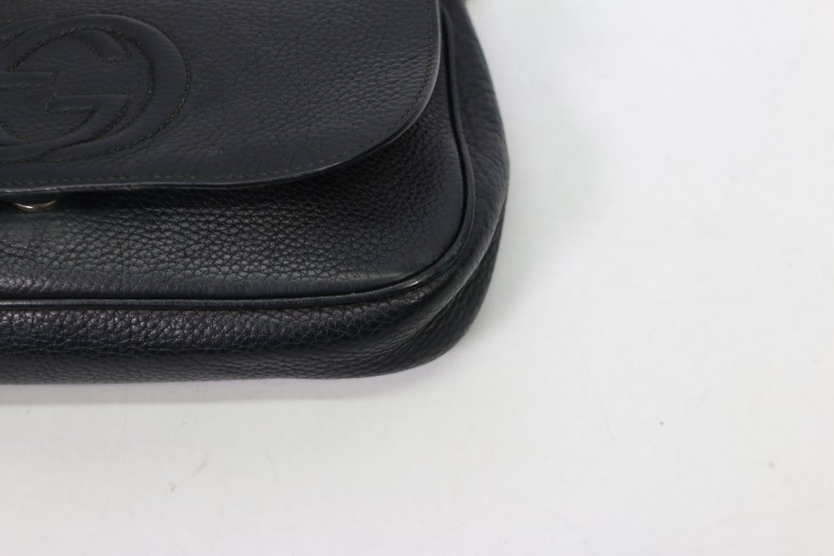 Gucci Black Leather Soho Interlocking Chain ONE Crossbody Bag 336752 (V722913)