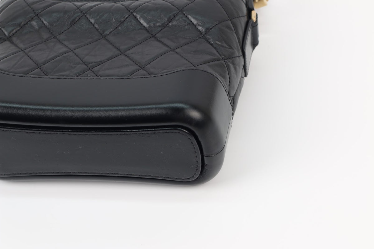 Chanel Black Calfskin Leather Gabrielle Hobo Small Crossbody Bag A91810