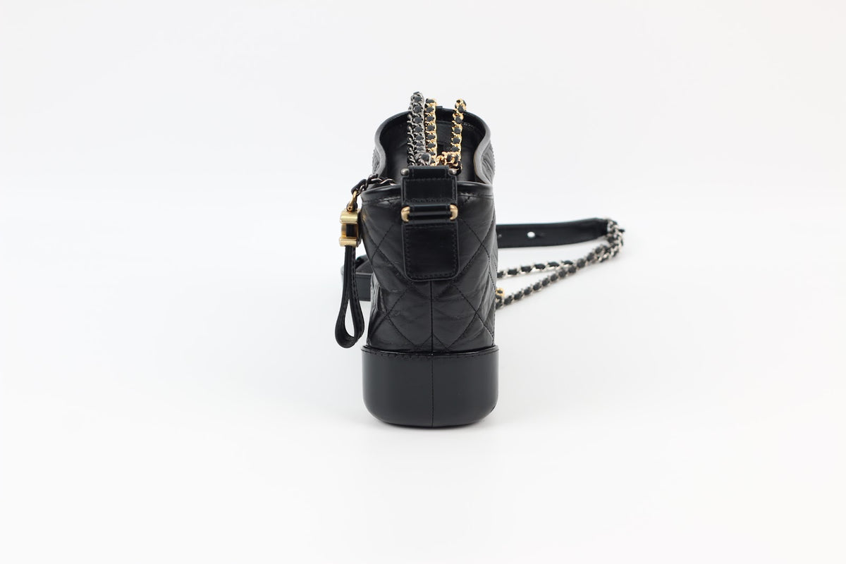 Chanel Black Calfskin Leather Gabrielle Hobo Small Crossbody Bag A91810